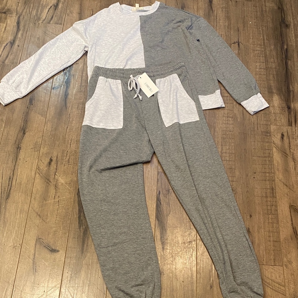 Kids Two-Tone Gray & White Pajama Set